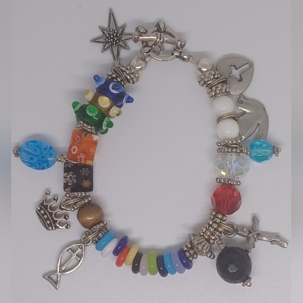 Colorful Beaded Charm Bracelet